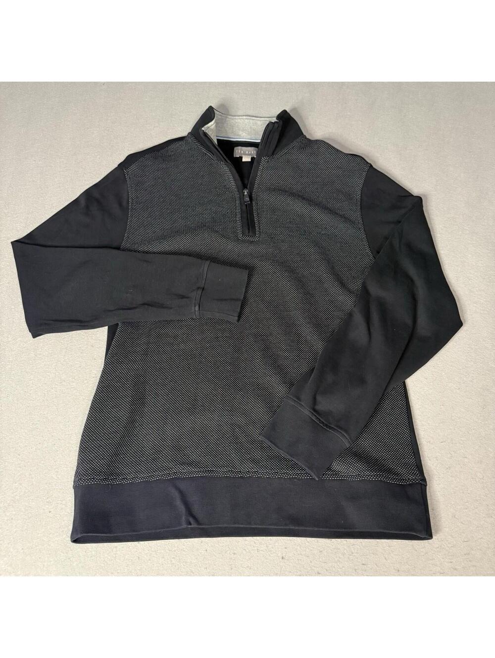 Ted Baker Quarter Zip Pullover Small Dark Navy Textured Sweater Sweatshirt‎